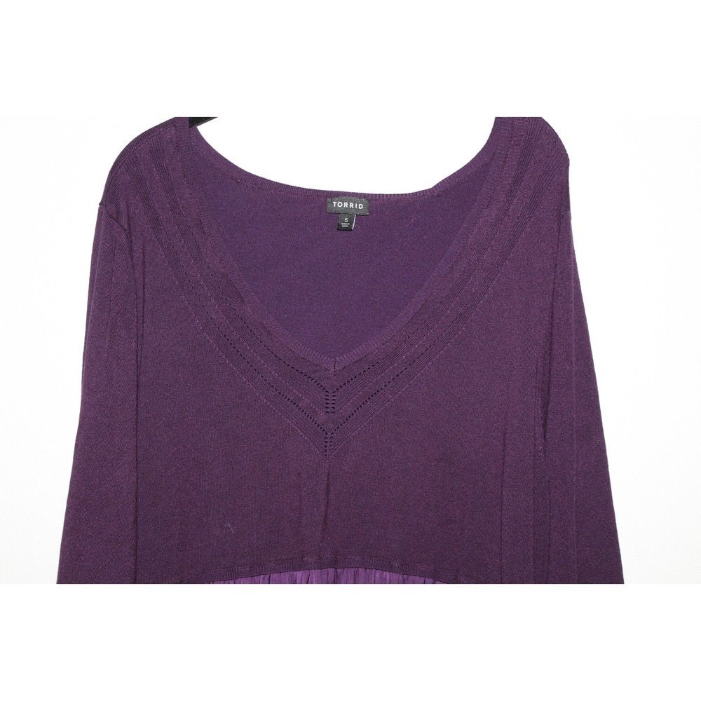 Torrid Pullover V-Neck Babydoll Sweater Purple Women's 5 5X H14633 - Picture 5 of 11